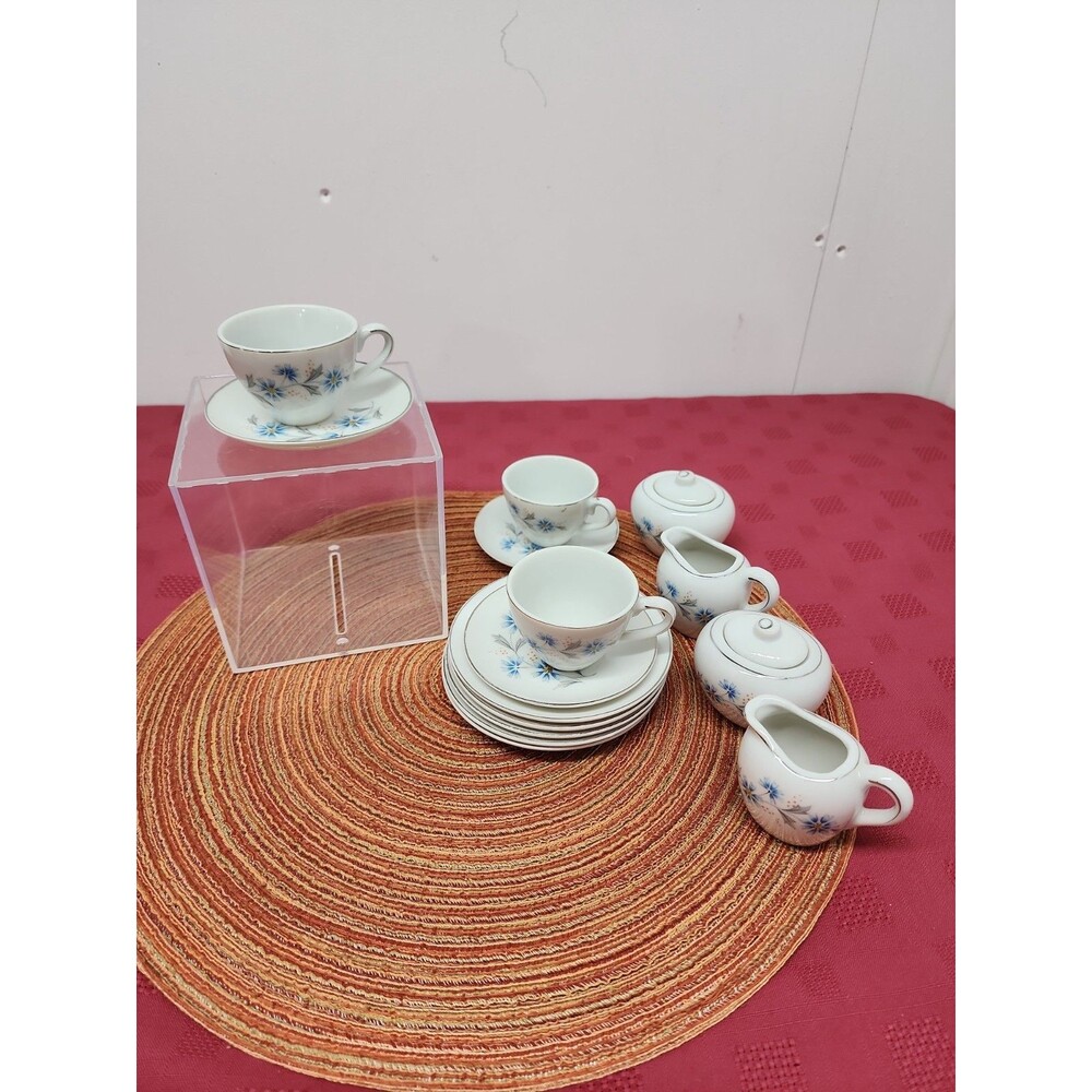 Vintage Miniature Tea Party Set Bachelor Button Design Made In Japan 1960's